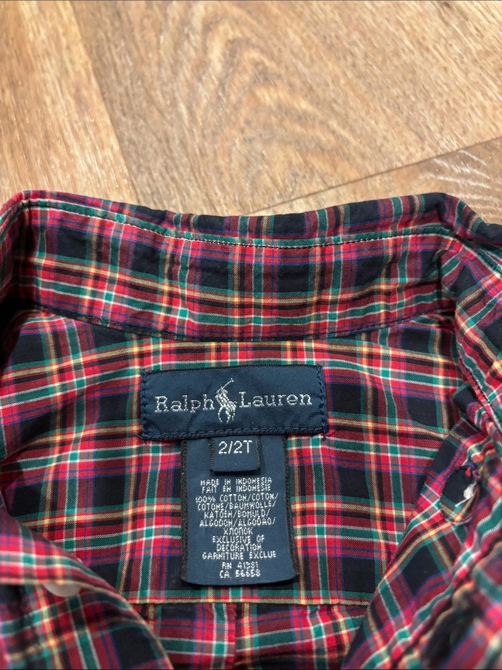 Lot of 2 Ralph Lauren LS Shirts - White/Navy Check & Red/Black Plaid Boys 3T